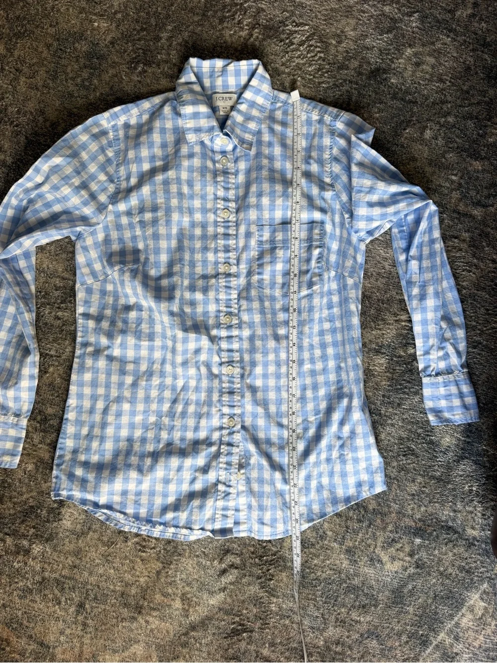 J. Crew Light Blue and White Gingham Button-Down Shirt